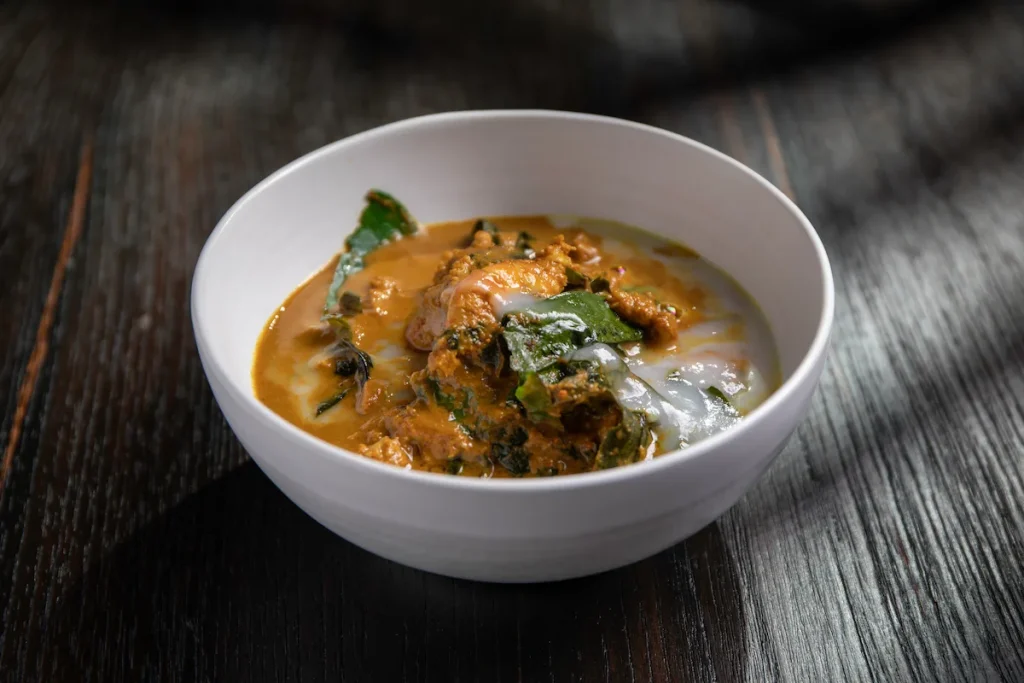 A bowl of Southern Thai curry at Long Dtai Restaurant